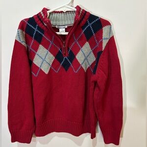 Hartstrings Red and Gray Argyle Boy’s SweaterSize 7